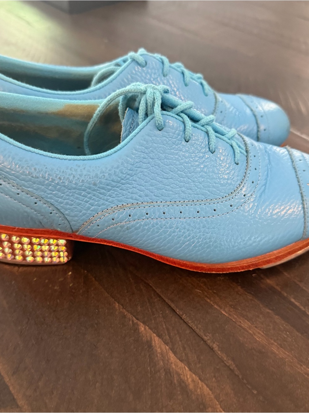 JASON SAMUELS SMITH WOMENS TIFFANY BABY BLUE TAP DANCE SHOES LIMITED EDITION 5.5